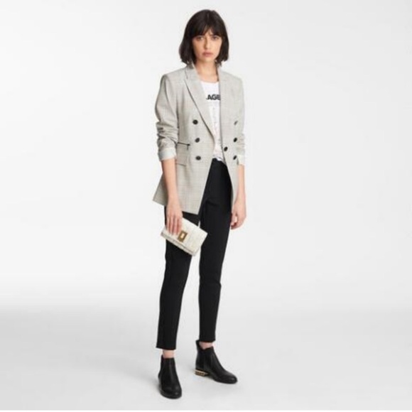 Karl Lagerfeld Double Breasted Notch Collar Blazer Checked Plaid Cream Button 12 - Picture 14 of 14